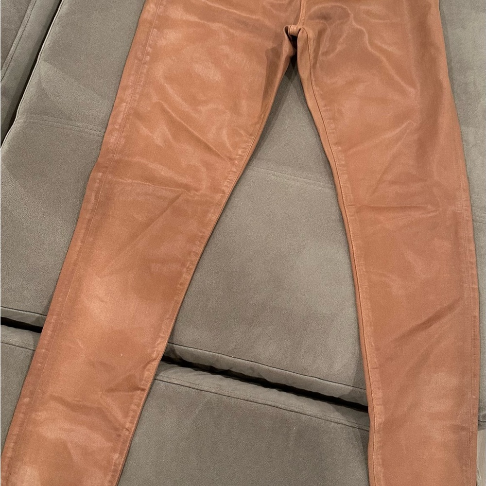 AG Los Angeles high rise skinny farrah ankle dark brown cotton modal pants